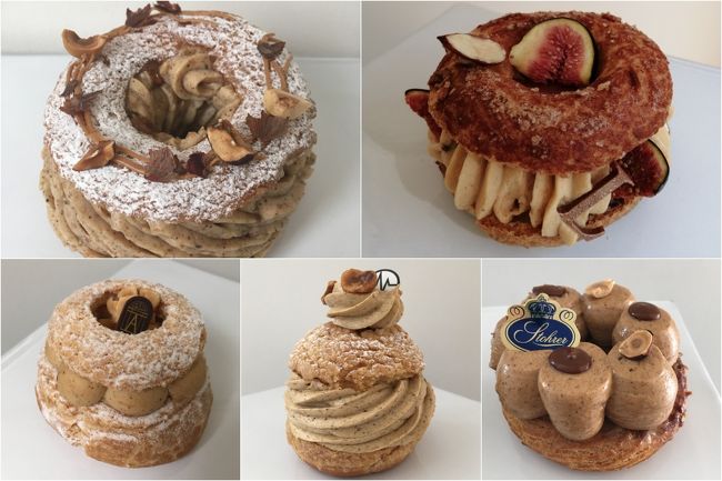 『パリ・ブレスト』といえばフランス生菓子の定番。<br />ドーナッツ型に焼いたシュー生地の中にヘーゼルナッツのクリームを入れた、いわゆるリング型シューです。<br /><br />20世紀初頭、パリとブルターニュ地方の湾港都市ブレストとを結ぶ自転車レースに参加する選手を激励すべく、沿道の菓子屋が作ったケーキが起源とされています。リング型は自転車の車輪を表しているそう。<br /><br />ベーシックな素材のみで製作ができてシンプルなため、街角のパン屋から、高級スイーツ屋まで、多くの店が商品化しています。<br />ヘーゼルナッツ好き、シュークリーム好きの私を魅了してやまないパリ・ブレスト。パリで味わったベスト5をセレクトしてみました。<br /><br />1位　ヤン・クヴルール　Yann Couvreur<br />2位　ラデュレ　Laduree<br />3位　アンジェリーナ　Angelina<br />4位　クリストフ・ミシャラク　Christophe Michalak<br />5位　ストレー　Stohrer<br />