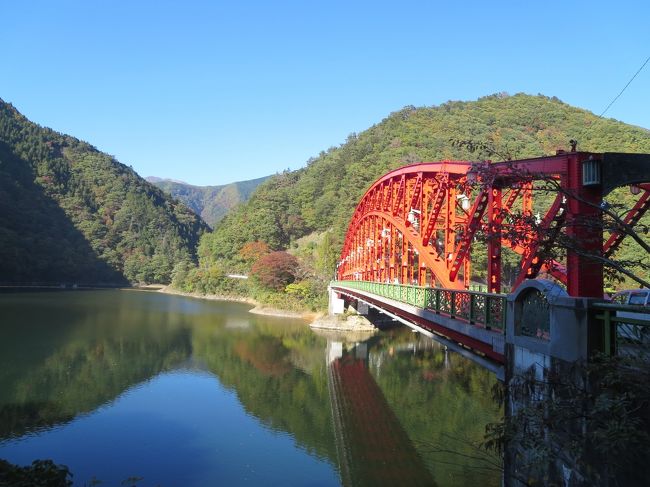 奥多摩へ行った時のことを思い出したので、旅行記に残す事にしました。<br />奥多摩湖の先へも初めて行きました。そこで見つけた鶴の湯温泉。離れの内湯が２ヶ所あり日帰でも入浴出来ました。<br />ドラム缶橋からの眺めも綺麗でした。但し、路線バスの本数がめちゃくちゃ少なくて帰りは1時間以上待ちとなりました。<br />