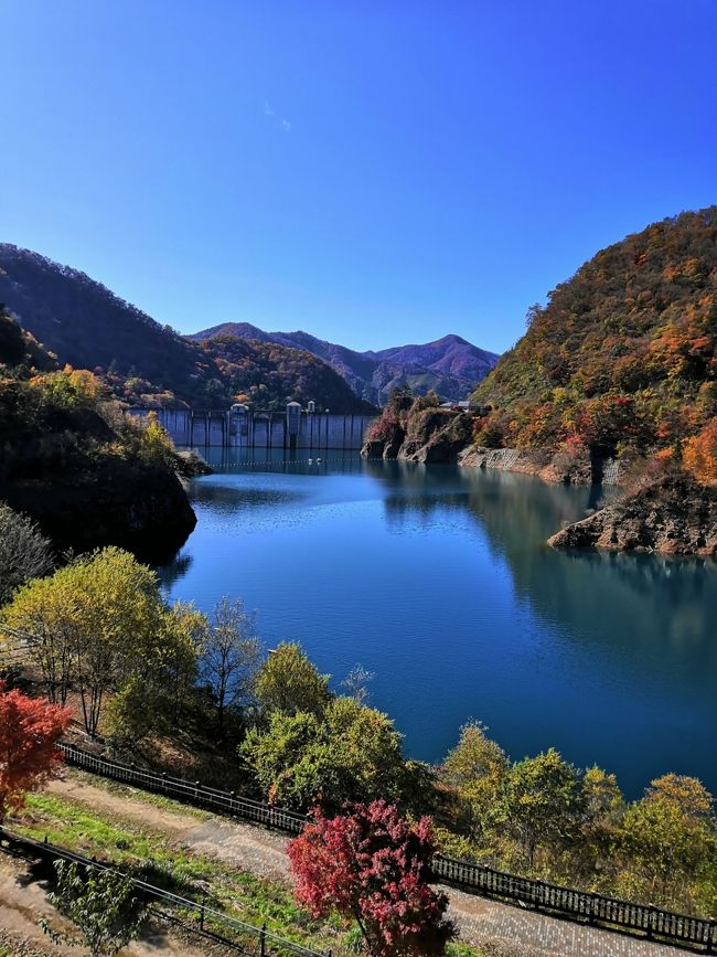 奥四万湖の紅葉が見たくて 2年連続 四万温泉に行きました。<br />前回は 伊東園ホテルに 送迎バス付きで 行きましたが 今回は 車で行ったので 前回見ていないところも回れました。<br />今年初めての紅葉です とても綺麗で 大満足です。<br />Go to travel キャンペーンで いつもより ちょっとだけ 高いお宿に泊まりました<br />高いつもりだったけど 料金を見たらそうでもなかったです （笑）<br />地域共通クーポンも頂け とてもお得な 旅行ができました。<br />