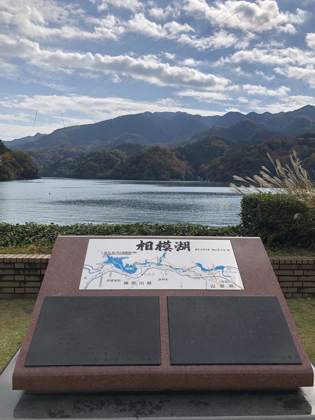 7時から起床したら、どんよりとした曇り空。曇りのち晴れの天気予報。気温も20度超える予想。<br />なら、秋を探しにどこか近場はとなり、急遽ネットで紅葉探し。相模湖や奥多摩辺りが色付きはじめたらしい。相模湖駅までなら、1時間ぐらいで行けそう。という事で行ってきました。