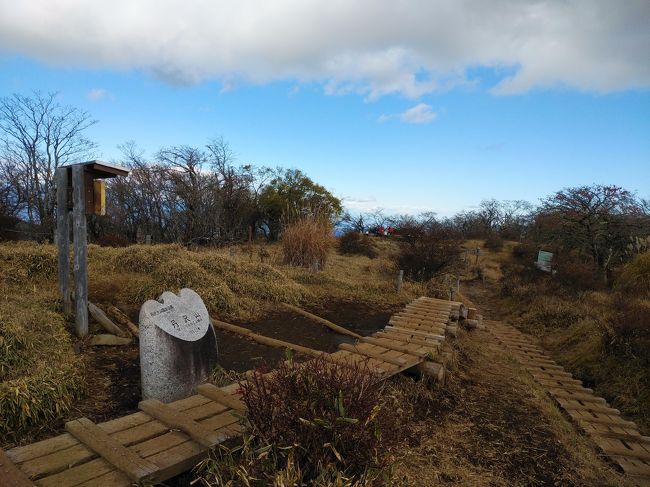 丹沢山・登りたい山の一つだが登山距離が半端で中々足が出なかった。昨日思い腰を上５時半家出発、表丹沢県民の森Pを６時丁度ハイキング開始、二股から四十八瀬川を渡り鍋割、塔ノ岳方面への小丸尾根ルートを選択１０時塔ヶ岳到着、小休止後丹沢山へ向かい１１時２０分丹沢山登頂、天気は良いが富士山には雲が掛かりパノラマは残念、弁当を食べ小休止１１時４５分下山開始、来たルート小丸尾根を下山、上りは快調だったが下りは予感していた膝に違和感足首も痛くなり途中で膝サポートを着け超スローぺース、最優先に体力維持で下山するしかなかった。１７時県民の森Pに辿り着いた。　日帰り富士登山を幾度も経験している私ですが富士山よりきつかった。　<br />走行距離：23ｋｍ（階段状の道もあり距離は不正確）　<br />所要時間：１１時間。<br />持病の膝、足首痛再発にしては想定いないでした