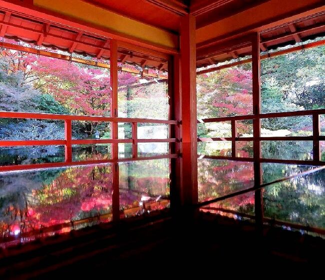 2020年の日本紅葉巡りドライブの最後は、滋賀&京都へ。紅葉シーズンでは、京都は2010年以来10年ぶり、滋賀は2002年以来18年ぶりだ。滋賀県内は、見どころが分散しているので、ほとんど車で移動。京都市内は、車で走り回るのはかなりハードルが高いので、滋賀に車を置いて電車で入ることに。八幡平に続いて友人を連れての3人旅だったが、京都の日曜日がものすごい混雑だった以外は、どこも比較的空いていて、久しぶりの滋賀・京都観光を堪能することが出来た。<br />滋賀第五部は、三日目の最初に、石山寺から日吉大社と旧竹林院を訪れた時の旅行記です。(表紙写真は、旧竹林院でのリフレクション撮影)<br /><br />全旅程<br /><br />11/12 東京ー(中央道/名神)->湖東三山PA->西明寺ー>八日市駅前<br /> (ホテルルートイン泊) <br /><br />11/13 八日市駅前ー>永源寺ー>金剛輪寺ー>八日市IC-(名神)ー><br /> 竜王IC-> 長寿寺ー>常楽寺ー>瀬田 (ニューびわこホテル泊)<br /><br />11/14 瀬田ー>石山寺ー>日吉大社&旧竹林寺ー>奥比叡ドライブウェイ<br /> ->横川ー>延暦寺ー>比叡山ドライブウェイー>大津京駅<br /> (車を駅前の駐車場に置く)-(JR)ー>京都ー(地下鉄)ー>烏丸四条<br /> (グリッズ京都四条河原町泊)<br /><br />11/15 烏丸四条―(バス)ー>高雄(神護寺から清滝へ)<br /> 清滝ー(バス)ー>嵐山(宝厳院)-(嵐電/地下鉄)ー>蹴上ー><br /> 永観堂ー> 蹴上ー(地下鉄)ー>京都市役所前 <br /> (ホテルビスタプレミオ和邸泊)<br /><br />11/16 烏丸四条ー(地下鉄/JR)ー>東福寺駅ー>東福寺―(京阪)ー><br /> 祇園四条->ホテルで荷物をピックアップして京都駅へ<br /> 京都ー(JR)->大津京(車をピックアップ)ー>大津ICー<br /> (名神)->八日市ICー>教林坊ー>八日市IC-(名神)ー><br /> 彦根ICー>彦根 (ホテルサンルート泊)<br /><br />11/17 彦根ー>(名神/中央道)->東京