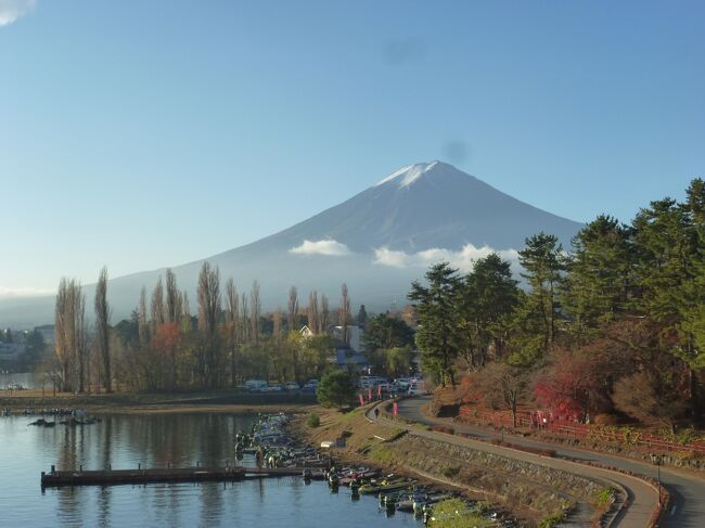 密をさけ、感染予防対策を十分に行って、一人ででかけました。美しい富士山にふれたくて。<br />秋を感じるいい旅でした。<br /><br />チケットは日本旅行で取りました。新幹線の席は行きも帰りも富士山が見えるE席。よかった！<br />混んでもなく、私の隣は、行きも帰りも空席でした。<br /><br />三島から送迎バスで河口湖へ。<br />1日富士山と一緒でした。