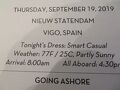 22泊  Nieuw Statendam★2★Thurs. Sep. 19 Vigo, Spain