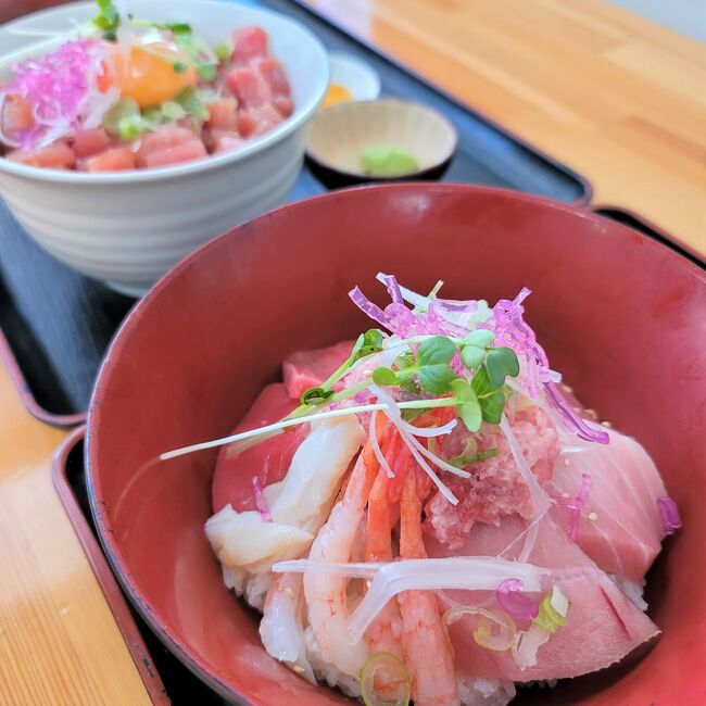 1日目夜ごはんは、鶴岡市の「蔵屋敷LUNA」にて懐石料理を頂きました。<br /><br />翌日はJR羽越本線で酒田市に移動し、「みなと市場」内にある「小松まぐろ専門店(小松鮪専門店 )」のまぐろ丼を。<br /><br />また、お隣の「酒田海鮮市場」にも立ち寄りました。<br /><br />今のこの時期は、食べることが一番の楽しみです(^-^)