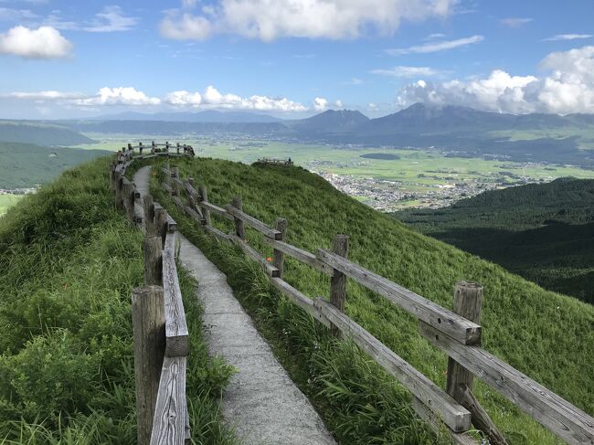 ５月の連休は新型コロナウイルスによる緊急事態宣言で旅行の予定を取りやめ、あれこれ自粛でずっともやもやしていました。ようやく夏休みは長男が働いている九州へ。我が家の住む北海道は歴史が無いわけではありませんが形のあるものは少ないので、どこへ行っても歴史的な建造物や遺跡が残っていてうらやましく感じました。<br />九州ならではの風景が見られる旅になりました。<br /><br />８/　８　羽田泊<br />８/　９　七ツ釜、杉の原放牧場<br />８/１０　佐世保周辺の戦争遺跡、長崎市内<br />８/１１　古墳めぐり<br />８/１２　阿蘇を越えて黒川温泉へ<br />８/１３　ヒゴタイ公園、旧宮原線遊歩道、筌ノ口温泉<br />８/１４　竹田周辺から一路、宮崎日南へ<br />８/１５　北海道へ帰宅