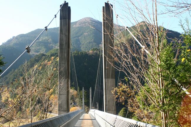 久し振りに奥大井の接岨峡にドライブ。<br />紅葉はほぼ終わり。冬を待つ接岨でした。<br />今回は橋をメインにしました。<br />長島ダム～接岨峡温泉までの対岸にいくつもの橋が架けられています。<br />運動不足人には丁度良い距離です。