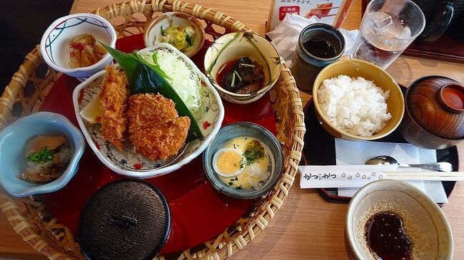 転居のお手伝いにゴンママが応援に行きました。<br />そのお礼に昼食を御馳走になり、ついてに何のお手伝いもしていない、ワシも呼ばれて便乗させてもらいました。<br /><br />行きは、ゴンママと二人とも車に乗せてもらい、食後の帰りはあまりにも厚かましいので、ゴンママは車で帰りましたが、ワシは歩いて帰りました。<br /><br />レストラン かつアンドかつ 宝塚中山店 宝塚市中筋8丁目。<br /><br />写真は、ワシが戴いた、テーブル狭しと並べられた昼食。ごちそうさまでした 。