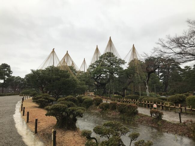 １日目　首都圏→金沢駅<br />２日目　兼六園→永平寺（福井県）→比叡山延暦寺ロープウェイ乗り場（滋賀県）→長浜駅近く<br />３日目　長浜→弁天島海浜公園（浜松）<br />４日目　浜松→御前埼灯台<br /><br />そんなに強行軍にならないように計画したハズなのに、終わって見れば1500㎞の移動となりました(￣▽￣;)。<br /><br />例年この時期はコミケや仕事で旅行どころでは無いのですが、まず、今年は冬コミが中止になったこと、カレンダーの並びが旅行をするのに都合が良かったことから、年末旅行を直前決定で決行してみました。また、例年であれば年末旅行を直前に決定は宿泊先確保の面からも難しいと思いますが、急にGOTOが中止になったことで宿泊先の予約が容易でした。行く先々も渋滞などがほとんどなく、人も少なく（これは、GOTOが中止だけでなく、大雪予報のせいもありますが）、GOTOあっても無くても旅行に行く勢には年末年始のGOTOが中止は良かったのでは？どうでしょうか？<br /><br />1本目は、1日目と兼六園をご紹介します。