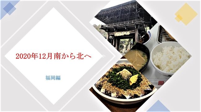 沖縄を後にして向かったのは<br />福岡です。<br />2019年の年末にも来たのですが、<br />その時は、「天ぷらひらお」が年末年始休業でして、<br />今回はそのリベンジ。<br />その後、志賀島へ移動して志賀海神社へ。<br />29日は博多駅バスターミナル近くにあります、<br />西鉄ホテルクルーム博多に宿泊して<br />夕食は「はじめの一歩」でゴマさばとイカを頂きます。<br />そして〆は祇園にある、<br />ウエストうどん祇園店へ<br />明日はいよいよ北へ向かいます?