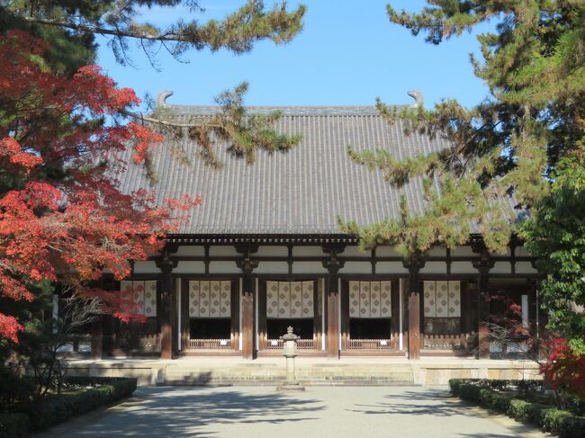 2020年12月7日（月）この日は東大寺→唐招提寺→ランチタイム→薬師寺のこの3カ所を見るプランを立てたのですが、時間に余裕がなく、ほぼ駆け足状態になりました。※ランチタイムはビールを頂きのんびりしました(^^)/<br /><br />唐招提寺は世界遺産の「古都奈良の文化財」8資産群のうちのひとつのようです。金堂は８世紀後半ごろに完成したようです。<br />