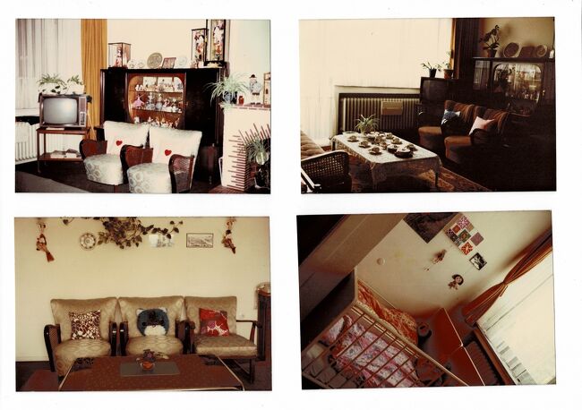 セピア色の思い出：ドイツで家内は古いソファーと椅子の布地を改装した。
