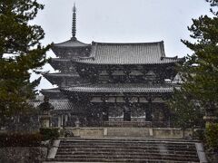 大和の国の古寺巡礼１　めったに見れない雪の法隆寺です！