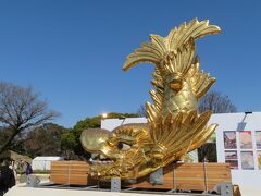 名古屋城天守閣からピカピカの金シャチが地上に降りてきた　『名古屋城金鯱展』