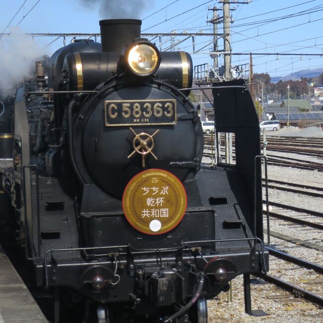 首都圏で最も近いSL、秩父鉄道パレオエクスプレスに乗ってきました。<br />去年は車両検査のため1年ほど運休をして、この春復活したばかり。早春の秩父路をのんびり走ってきました。<br />お供はいつも通り、子どもたちの手下のカビゴンさんたちです。