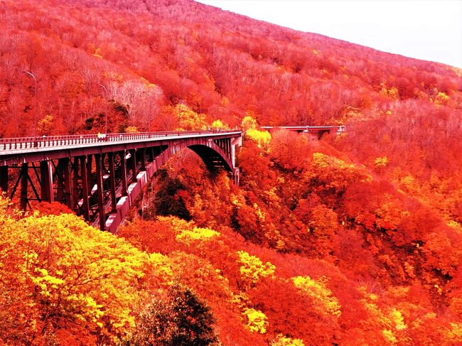 2020年１０月。<br />絵にかいたような紅葉が見たくて、みちのく青森の旅。<br />ずっと気になていた十和田湖や八甲田山、奥入瀬に行ってみよう～<br />初日は2020年秋　じゃらんのTOP画面になっていた城ヶ倉大橋の紅葉狙い。<br />うーーーん、シーズンがドンピシャではないのか？天気が悪いのか？腕がないのか？　パンフレットのようにはいかなくて、いっそデジタル加工ではどれくらい盛れるのか？もりもりの旅行記です。<br /><br />友人の言った、「写真って嘘つきね(-_-;)」がとてもウケたので旅行記のキーワードに採用しました♪<br /><br />＊昨年度の旅行記ですが、この秋の参考になればと思いますm(__)m<br /><br />このシリーズ、写真って嘘つきね。でまとめてますが、決してプロの撮った写真を嘘つきと言ってるのでは無く、素人の私が嘘ついてプロみたいに加工しようと言う企画です(^.^)