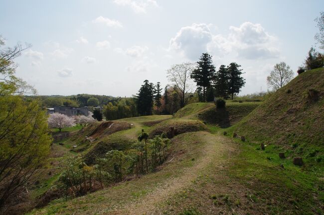 先週３月27日(土)、東武東上線電車で武蔵嵐山で下車。<br />しばらく歩き、杉山城跡へ訪れました。アクセスはあまりよくありません。市野川沿いの比企丘陵に有ります。天気良く、良い陽気で、桜がまだ咲いており、あちこちに人が来ていました。本郭は高さが有り、素晴らしい見晴らし。桜が綺麗でした。<br />関越自動車道を潜りました。丘陵地が「嵐山花見台工業団地」となっています。その間の整備された遊歩道を緩やかに登り、標高131.7ｍの二ノ宮山へ登りました。丘陵の途中に町境が有ったようで、頂上は滑川町（なめがわまち）。<br />日本書紀等に登場する古代人の竹内宿禰（たけのうちすくね）公がここに来たとの伝説が有るそうです。伊古乃速御玉比売（いこのはやみたまひめ）神社奥宮が有り、お参りしました。<br />滑川町が平成６年度に建てた展望塔がそびえており、上りました。展望塔の高さは23.7m。360度の素晴らしい見晴らしです。この眺めを古代人は見ていないのでしょう。各方向に望遠鏡が有り、無料で使えました。周囲のゴルフ場、工業団地が見えて、堂平（どうだいら）山の天文台やさいたま心都心のビル郡が微かに見えました。<br />この後、伊古乃速御玉比売神社本宮、淡洲（あわす）神社、天神山古墳群、手白神社等を巡りました。この辺りは丘陵地と谷の低地が複雑に入り組んでおり、独特の風景です。<br />熊谷市に入り、塩古墳群へ行きました。樹林の中にたくさんの小丘が重なって見える異様な風景が見えました。古墳の数は23基とのこと。これら全てが古代人が作ったのでしょう。<br />４月の年度始めで、私はちょっと疲れていました。まだ早い時刻でしたが、バスに乗りたくなりました。塩八幡神社前でほとんど０秒で、国際十王交通のバスが来て、これに乗りました。神様、仏様のおかげかな。