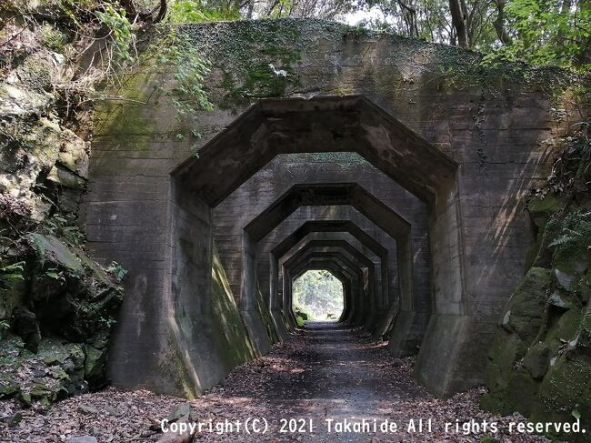 美里町の石橋と熊延鉄道廃線跡