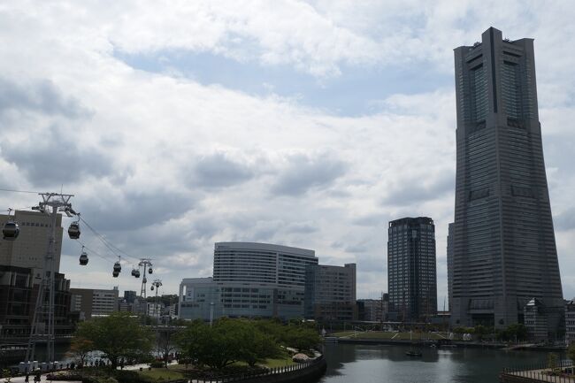 2021年4月8日-11日、横浜・みなとみらいに行きました♪<br />春の美しい風景と優雅なスイートルーム、グルメを楽しんできました♪<br /><br />☆Vol.11：第2日目（4月9日）横浜・みなとみらい♪<br />横浜赤レンガ倉庫のフラワーガーデンやショッピング、<br />マリン＆ウォークのセンスのいいショップでショッピング、<br />と楽しんだら、<br />横浜ロイヤルパークホテルへ歩く。<br />見たことのない風景にびっくり。<br />桜木町からみなとみらいへ結ぶロープウェイ。<br />試運転のため、丸いコンドラが鈴なりのように動いていく。<br />高層ビルを背景に動くコンドラ。<br />ついに本当の未来風景になったものだと実感。<br />ゆったりと歩いて眺めて♪