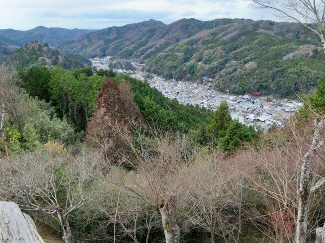 石垣の立派なお城は見応え有りますが、素朴な土塁の本格的なお城も見たいと足助城に行くことにしました。レンタカーを借りれないので、私鉄・地下鉄と路線バスを乗り継いで行くしかなくてチョット遠かったです。<br />また紅葉で有名な香嵐渓が近いので、季節は終わってますが、香嵐渓も一緒に見学する計画で行ってきました。<br /><br />全体の日程は下記です。この旅行記は１２月１４日の足助城・香嵐渓をまとめています。<br />１２月　９日　大分市街を徒歩散策。<br />１２月１０日　１８切符使い豊後竹田往復して、岡城中心に見学。<br />１２月１１日　大分０９：１５→広島１７：３７。この日は移動だけ。<br />１２月１２日　広電一日券を購入して広島見学。<br />１２月１３日　広島０８：１１→金山１７：５０。途中、岡山で下車昼食取ってますが、この日も移動だけです。<br />１２月１４日　私鉄と路線バス使い、足助城と香嵐渓見学。<br />１２月１５日　金山０９：５０→村井１４：１１でいつもの健康ランド。<br />１２月１８日　健康ランドでノンビリして、村井１２：４１発で帰宅しました。<br /><br />写真は足助城からの眺めです。