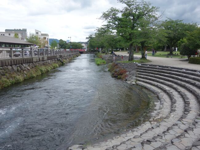 富士宮やきそばをいただいたあと,清流・神田川に沿ってお散歩しました。富士宮市の市街地です。