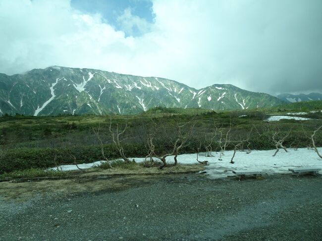 昨年11月の屋久島旅行の１か月後に足を怪我。その治療をしているうちに、再びコロナが拡大し、昨秋のように旅行に行くような雰囲気ではなくなりました。我々もＧＷに計画していた沖縄旅行を中止しました。<br /><br />その後、コロナがある程度収束した６月末の金曜日を休むことができることに。どこか旅行に行けないかと検討し、立山黒部アルペンルートに行くことにしました。<br /><br />天気予報は曇り。ただし、梅雨ですが雨にはならなさそう。雪の大谷もぎりぎり見学できますし、黒部ダム観光放水も始まるということで、時期的もよし。<br /><br />ということで、人生初の立山黒部アルペンルートに行ってきました。<br /><br />この旅行記では、大阪駅を出てから室堂に到着するまで。車窓からの眺めが中心ですが、室堂に近づくにつれて、美しい景色となり、ワクワクしてきました。