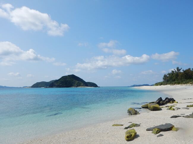 ５歳と３歳の子連れで慶良間諸島、座間味へ家族旅行。<br />慶良間４泊５日の旅の内、座間味へ３泊、<br />船内航路で海を渡り渡嘉敷へ１泊の<br />予定でしたが、体調不良もあり<br />渡嘉敷へは、またの機会となり沖縄本島へ戻りました。<br /><br />座間味では、大のお気に入り今回３度目の、 癒しの宿 久志® 。<br />言う事なしのおもてなし癒しの宿。<br /><br />滞在中は天気が良かったので、『うりずん』日和の中、<br />慶良間ブルーにたっぷり癒されました。