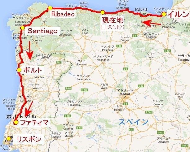 歩く歩く歩く2019　北の道５<br /><br />北の道２1　魔女の宅急便？　LLANES - Pineres<br /><br />　上の地図で現在地がLlanesの私営アルベルゲ、A La Estasionです。<br />右の黄色い●のイルンから出発して１８日目です。今年は無理をしない行程が幸いして故障なしで歩いていられます、ありがたや。このまま西へ歩き続けて港町のRibadeoから内陸に入って行きます。その前にちょっと寄り道して、スペイン三大海岸のひとつ、カテドラル海岸を見物します。絶景です。サンティアゴに到達したら、そのまま南下して、ポルトガル最大の聖地ファティマを目指します。Camino Portoguesと同じ道を逆に歩くので、ドキドキです。リスボンまでは行きません。ファティマに到達したらバスでサンティアゴに戻り、イギリス人の道を５日ほどで歩き、最後は今回もフィステラ・ムシアの道を歩いて巡礼を締めくくる計画です。