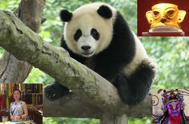 【9】熊猫楽園のパンダ、金沙遺跡の黄金マスク、変面、蔵族街、美人２