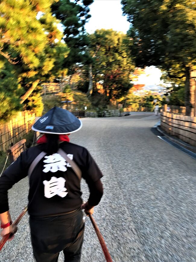古都一人旅★<br />奈良ホテル到着のひと悶着で<br />ぐったりして部屋で休憩…。<br /><br />気を取り直して、館内へ。<br />クラシックホテルの雰囲気の<br />テイーラウンジでケーキセット。<br /><br />アールグレイもモンブランは美味しかったけど<br />スタッフの接客態度にがっかり…。<br />テイーラウンジを早々に引き上げて<br />人力車でならまち観光に出かけます。<br /><br />表紙写真は<br />お世話になった車夫さんです。