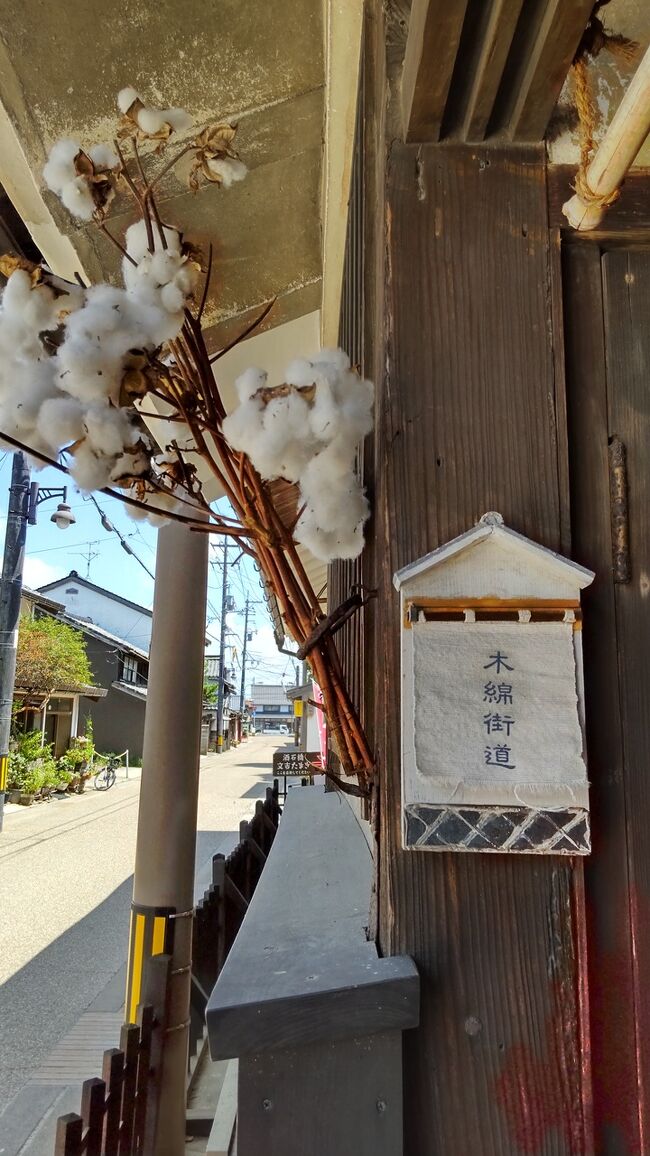 旅行以外は何も変わらない毎日。しかし、その旅行が変更を余儀なくされてばかり。<br />緊急事態宣言が多発。鹿児島離島に広がる感染者。8月末から予定していた石垣行きをキャンセルしてくすぶっております。。その分次の予定の日程を延ばす事に。痛いキャンセル料を払い、安く済ますためにフライト変更もした結果、7フライト減になってしまった。次は行けるよね(泣)計画練り直しは、まだまだ続くのでしょうか (´Д⊂グスン<br />海に入りたいです。こんな事なら石垣島一泊弾丸旅でシュノーケルしとくんだった(;O;)~とぼやく位は許してくださいませ。<br />ワクチン接種は7月に終わっているし、いつでもPCR検査しますが感染リスクが減る訳でもなく。イヤになります。。<br /><br />本題に入らなくちゃ。<br />雲州平田駅に着き、木綿街道まで歩きます。<br />交流館に行き、まち歩きガイドを申し込みました。国登録有形文化財である本石橋邸の入館料含め千円です。<br />ガイドまで時間があると思っていたら、すぐに奥から出てこられてガイド開始。昼食がまだですが、暑さもあって食欲はそんなにないし、まぁオッケー。<br />ガイドの方は、慣れているからと言われて炎天下の中案内して頂きました。汗が目に入ります。。。<br />宍道湖を埋め立てた地域を歩きます。<br /><br />木綿街道とは江戸から明治にかけて木綿の集積地として栄えた当時の町並みが見られる場所。<br />道路拡幅等で古い家屋が消えていくのに危機感を持った地元の有志が町並み保存に動かれ、平成13年に木綿街道と命名し、観光誘致が本格化したそうなので、ご当地PRとしては新しい方でしょうか。<br />米作りのために埋め立てた所に植えた綿花が良いものが出来、「雲州木綿」として有名になり、宍道湖の淵を残した運河を使って取引が盛んになったそうです。<br />この暑い中、街をブラブラ歩いている人を他には見かけませんでした。でしょうね。<br /><br />当時の豊かさ、賑わいを偲びながら静かなゆったりとした時間を味わってきました。<br /><br />