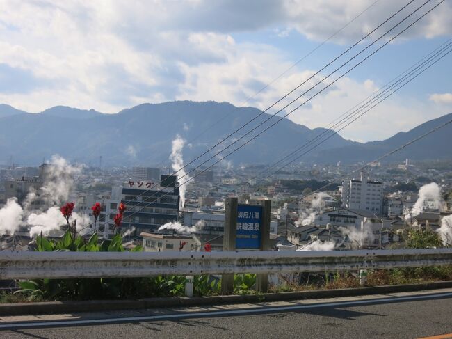 GoToトラベルを使いまくりの旅第３弾は、相方との別府・湯布院温泉巡り。<br />以前行こうと思って調べたら、横浜から別府への旅はちょっとした海外旅行ぐらいの費用がかかることを知り、結局海外に行ってしまったのですが、その時ネックになったのが宿泊費だったので、GoToを使えばそこをクリアできるんじゃない？ってことで、再チャレンジ。しっかりGoToの恩恵を受け、温泉ざんまいの旅が実現しました。<br />にしても、日本の温泉旅館ってなんであんなに高額なんでしょうね？そこまで豪華な料理なんていらないのになぁ…。<br /><br />別府は、福岡に住んでいた子供の頃に家族旅行で1回、高校生の時の修学旅行で1回、出張で1回の計3回行っていましたが、自分のペースでゆっくり回るのは初めて。GoToを有意義に使わせていただき、子供の頃の憧れ「杉乃井ホテル」の宿泊や、お部屋に温泉ついているオン・ザ・ビーチの旅館宿泊なども楽しみながら、久々の別府温泉を満喫して来ました。<br />こちらの旅行記はその前半、テッパンの地獄めぐりや、あこがれの宿の様子などを振り返りたいと思います。<br /><br />なお、後半は、鉄輪、別府駅周辺の街散策や、湯布院の様子を振り返る予定です。<br /><br />コロナ禍で海外に行けない分、ディスカバージャパン(←古）を楽しむしかない2020年。<br />まさか、このような国内旅行さえも行けなくなってしまう事態になろうとは、この時は思いもしませんでした。<br />ワクチンも２回接種完了したんですが、いつになったら大手を振って旅行にけるのでしょうか…<br />