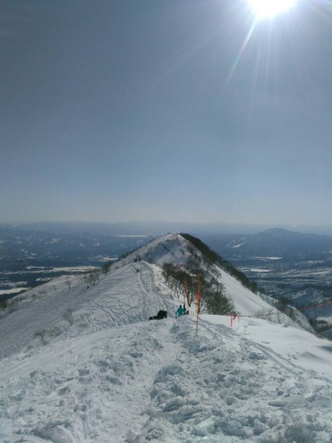 良く晴れたので、日本海側まで足を延ばして<br />ロッテアライリゾートに行ってきました<br /><br />久しぶりにスキー板を担いで20分くらい歩いて登りました<br />とっても良いロケーションで、ザックザックと頑張って登りました