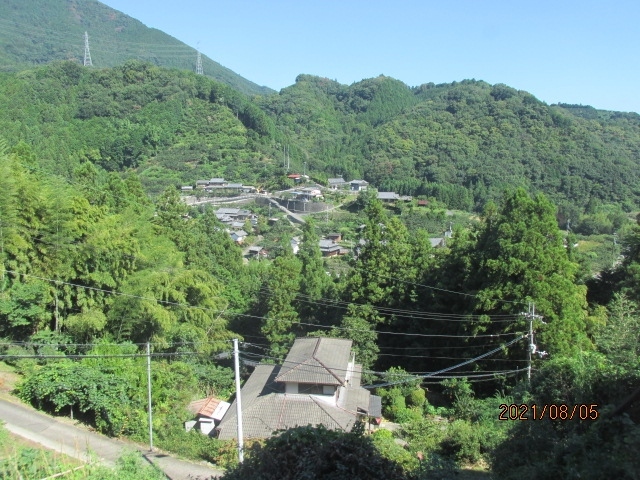 高野山は標高９００ｍ前後の峰々に囲まれた盆地の町である。盆地自体が８００ｍを越える標高の高い場所にあり、３０数年前の春４月、初めてここへやって来た時、山の上の気温は低いだろうと、和歌山駅２階のショップでリバーシブルのパーカーを買ったが、そのパーカーは春秋の季節の変わり目には、今でも時々使ったりしている。高野山の町を歩いている限りでは、ここがそんな標高の高い場所とのイメージは沸かないが、この町の別名「八葉」は、この盆地を囲む峰々を八枚の蓮の葉に譬えたものであり、南紀に抜ける途中にある護摩壇山も標高は１３００ｍを越える。先刻乗って来たケーブル上駅の高野山駅も８６７ｍの高さの場所にあり、高低差３２８ｍを一気に下り降りるが、下駅の極楽寺橋も尚５４０ｍ程の高い場所にある。ちなみに東京の高尾山山頂は６００ｍに１m足りません。<br /><br />南海電鉄高野山線は、この極楽橋からゆっくりゆっくり高度を下げて橋本まで下る。最初の駅が紀伊細川で、無人駅の下の方の谷底を見ると県道沿いに人家が数軒立ち並んでいる。電車からは谷川までは見えないが、多分この谷底に細い谷川でも流れているだろう。８月の山は緑濃い。家の近くには小さな棚田なども見られ、昔から細々と、営々と畑作が営なまれてきたに違いない。地産地消。ここからは見えないがニワトリや山羊なども飼育されているかも知れない。<br /><br />終点の橋本までは１０幾つかの駅があるが、その大半は無人駅だ。そんな無人駅からでも一人二人の乗客が乗ってくる。谷底からこの駅まで登って来るのは大変で、駅の近くのどこかには駐車スペースもあって、車で登ってくるのだろう。今はもう少子化で児童生徒がこの電車を利用することもないだろうが、子沢山の昔だったら、駅も賑やかで、駅と谷底を結ぶ通学路も小中学高校生の往来もあっただろう。そういえば、この路線の下の方に「学文路」という無人駅があった。「かむろ」と読むが、これは難しい読みだ。聞いた話では、以前の高野聖華やかな頃、聖にまでは至らない学僧、これから修行を積む若い修行者等が高野山にも上れず、この辺りに集まって居を構えていたと聞いている。禿（かむろ）の学僧、「学文路部落」だ。そうした幾つかの無人駅を通過し、山の上の方を走る電車から谷底の集落を眺めている内に、勾配も緩やかになり、九度山駅に着いた。