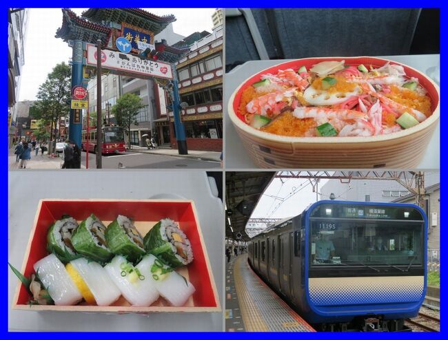 2021年5月下旬。初夏の横浜へ。<br />先月に続いてのホテルニューグランドステイ。<br />今回も現地で延泊を決めちゃって、眺めの素敵なタワー館とクラシカルでしっとりした本館の泊まり比べもしてみました。<br />館内レストランでのお食事も楽しんで。<br /><br />(その9)<br />4泊したホテルニューグランドをチェックアウト。<br />最寄りの横浜・中華街駅からみなとみらい線に乗って横浜駅へ。<br />駅ビルCIAL横浜の惣菜店でお弁当を買って横須賀線新型グリーン車に乗り込みます。<br />車内で頂く弁当は格別。<br />終点久里浜駅に到着。隣接のJR訓練センターの訓練車が停まっていました。<br /><br />**********<br />旅行日2021年5月24日~28日<br />投稿日2021年9月9日