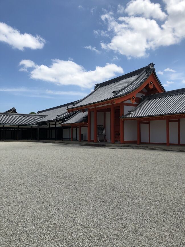 今年は年明けより大病してしまい、入院手術で治療でずっと病院通い。<br />毎年のスキー旅行も行けずもちろん海外にも行けない。<br /><br />夏に友人が用事のついでに、京都に一泊するという。1泊なら体に負担もないし、1泊2日の小旅行に参加することにした。<br /><br />泊まる事が目的だったので、友人は飲み放題のついたホテルを予約していて、そこに追加で参加。行きたい所を聞かれて、二条城と京都御所と言ったら行き先が決定した。<br /><br />今までにない中国人のいない混雑しない京都。オシャレな飲み放題付のホテルに一泊し、翌日は暑い中京都御所と二条城へ行きました。まぁ暑かったこと。<br /><br />7月21日:午後ザ・ジェネラル京都高辻小路泊<br />7月22日:午前京都御所 午後二条城 帰宅