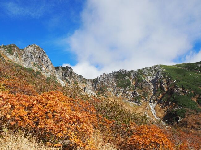 平日の連休があったので、ずっと前から行きたかった紅葉の千畳敷カールへ行ってきた。緊急事態宣言も解除され、急きょ、決めた一人旅。<br /><br />千畳敷カールの先には木曽駒ヶ岳という中央アルプス最高峰の山があるらしい。<br />せっかくだから登ってみたい！！<br /><br />木曽駒ケ岳に登るなら、前泊しておこう。<br />駒ヶ根のビジネスホテルに宿泊して、朝早いバスに乗って千畳敷カールへ。<br />登山のあとは駒ケ根高原リゾートリンクスでのんびりしようかな。<br /><br />往復の高速バスと路線バス、ロープウェイ乗車券がセットになった「駒ヶ岳千畳敷カールきっぷ（11,000円）」を利用しましょ。<br />ネットでは購入できず、直接、京王高速バス予約センターへ電話して予約、当日、窓口で「駒ヶ岳千畳敷カールきっぷ」と電話番号を伝えて、お支払い。<br /><br />［１日目］<br />（高速バス）バスタ新宿 9:25 → 駒ヶ根バスターミナル 13:25<br />★明治亭 駒ヶ根本店（ソースかつ丼）<br />★駒ヶ根プレモントホテル（泊）<br /><br />［２日目］<br />（路線バス）文化会館北 6:02 → 駒ヶ池 6:11<br />★駒ケ根高原リゾートリンクス<br />（路線バス）駒ヶ池 6:41 → しらび平 6:45<br />（駒ヶ岳ロープウェイ）しらび平 → 千畳敷<br />★千畳敷カール（標高2,612m）<br />★乗越浄土（標高2,850m）<br />☆中岳（標高2,925m）<br />☆木曽駒ケ岳（標高2,956m）<br />（駒ヶ岳ロープウェイ）千畳敷 12:48 → しらび平 12:55<br />（路線バス）しらび平 → 菅の台バスセンター<br />☆駒ケ根高原リゾートリンクス（泊）<br />☆ムササビ観察ツアー<br />☆星空さんぽ<br /><br />［３日目］<br />☆駒ヶ池一周コース<br />☆七名石めぐりコース<br />☆大田切川河岸コース<br />☆大沼湖<br />（路線バス）駒ヶ池 13:26 → 北割 13:31<br />☆明治亭 駒ヶ根本店<br />（路線バス）北割 15:01 → すずらん通り（駒ヶ根バスターミナル前） 15:06<br />（高速バス）駒ヶ根バスターミナル 16:00 → バスタ新宿 19:45