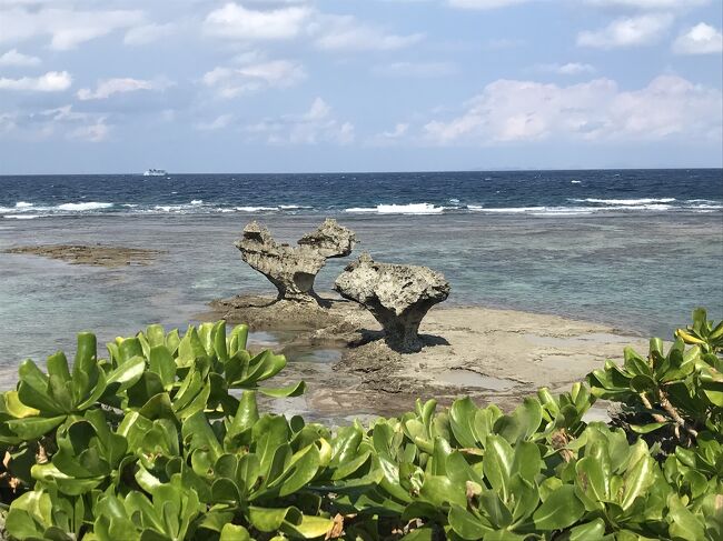 沖縄滞在3日目はレンタカーを借りて古宇利島へドライブ。<br />４日目はレンタカーで那覇空港まで戻りました。途中、おんなの駅で野菜を買ったり美浜アメリカンビレッジでハンバーガーを食べたり、ゆっくりだけど充実した旅行でした。