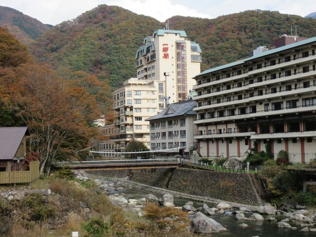 2泊3日で栃木県の紅葉＆温泉ドライブをしました。<br />１泊目は川治温泉に、2泊目は湯西川温泉に宿泊。<br /><br />①は、1日目前半『鬼怒川・龍王峡』⇒ https://4travel.jp/travelogue/11720606<br /><br />本編②は、１日目後半～2日目朝『川治温泉』<br /><br />③は、2日目朝～2日目前半『五十里湖・湯西川』⇒ https://4travel.jp/travelogue/11720615<br /><br />④は、2日目後半～3日目朝『湯西川温泉』⇒ https://4travel.jp/travelogue/11720623<br /><br />⑤は、3日目朝～3日目前半『奥鬼怒･瀬戸合峡』⇒ https://4travel.jp/travelogue/11720629<br /><br />⑥は、3日目後半『佐貫大仏・佐貫頭首工』⇒ https://4travel.jp/travelogue/11720630