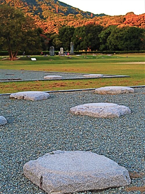 色紙水彩画 福岡県太宰府 都府楼跡 作者不詳ですがサイン在 色紙水彩画 福岡県太宰府 同様 都府楼跡 作者不詳ですがサイン在