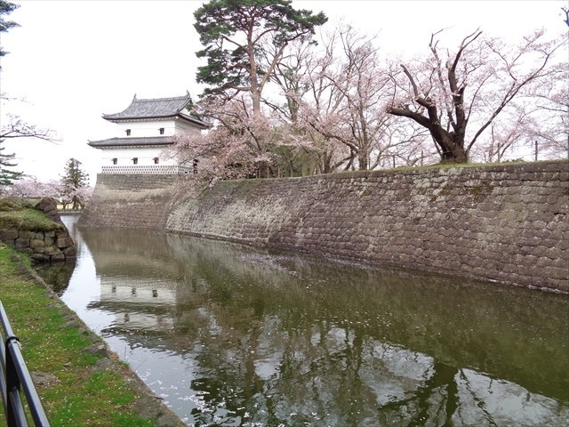 春の新発田城と奉先堂（五十公野御茶屋）公園