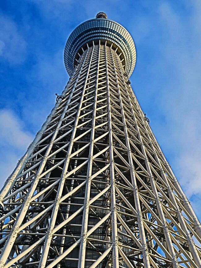 東京スカイツリー（英: TOKYO SKYTREE）は、東京都墨田区押上1-1-2にある電波塔（送信所）であり、東京のランドマークの一つである。<br />2012年2月29日に完成し、同年5月22日に電波塔・観光施設として開業した。観光・商業施設やオフィスビルが併設されており、電波塔を含め周辺施設は「東京スカイツリータウン」と呼ばれている。東武鉄道及び東武グループのシンボル的存在である。最寄駅はとうきょうスカイツリー駅・押上駅で両駅と直結している。 <br /><br />事業主体は東武鉄道の完全子会社である東武タワースカイツリー株式会社であり、建設費は約400億円。総事業費は約650億円。施工は大林組、設計は日建設計である。テレビ局からの賃貸料および観光客からの入場料などで収益を得る見込みであった。 <br /><br /> 東京タワーの建築面積を大きく下回る面積ながらこの高さの自立式鉄塔の建設が可能となった。また、全体の主要接合部が溶接により建設されているが鋼管同士を直接溶接接合する分岐継手を採用し、軽量化と耐震性を増している。主要鋼材はH鋼ではなく鋼管が使用された。 <br /><br />展望台は、高さ350mの第1展望台と、同450mの第2展望台からなる。<br />（フリー百科事典『ウィキペディア（Wikipedia）』より引用）<br /><br />東京スカイツリー　については・・<br />　https://www.tokyo-skytree.jp/<br /><br />東京スカイツリー関連・マキタン２の旅行記は・・<br />晴空塔a 開業翌日の展望デッキ入場券に当選！　☆Canon　PowerShot GIX 初試写<br />・・（建設中の記録もリンクしている）2012/05/23<br />https://4travel.jp/travelogue/10673328　<br /><br />メイキング・オブ・東京スカイツリー　見学で　☆塔頂クレーンも擬似体感<br />http://4travel.jp/traveler/maki322/album/10585337/<br /><br />大林組（施工業者）のＨＰは・・<br />http://www.skytree-obayashi.com/<br /><br />東京スカイツリーについては・・<br />http://www.tokyo-skytree.jp/<br /><br />東京スカイツリー完工近く　634ｍの塔頂部を仰ぎみて　☆浅草～業平橋～押上で　　https://ssl.4travel.jp/tcs/t/editalbum/edit/10585059/<br /><br />東京スカイツリーの見える街から　隅田川/浅草付近　☆先鋭のランドマーク<br />http://4travel.jp/traveler/maki322/album/10559619/<br /><br />東京スカイツリー　天空に伸びる樹！名景スポット　☆押上～業平橋～墨田区役所<br />http://4travel.jp/traveler/maki322/album/10559600/<br /><br />東京スカイツリー　雄姿堂々　６３４ｍに到達！　☆電波塔の高さ世界一に<br />http://4travel.jp/traveler/maki322/album/10556323/<br /><br />東京スカイツリー　現在５３９ｍに　☆賀正　2011年仕事始め/黄昏どき<br />http://4travel.jp/traveler/maki322/album/10534287/<br /><br />東京スカイツリー関係のトラックバック先は・・<br />http://4travel.jp/traveler/maki322/album/10463292/<br /><br />メイキング・オブ・東京スカイツリー　見学で　☆塔頂クレーンも擬似体感<br />http://4travel.jp/traveler/maki322/album/10585337/<br /><br />大林組（施工業者）のＨＰは・・<br />http://www.skytree-obayashi.com/<br /><br />東京スカイツリー完工近く　634ｍの塔頂部を仰ぎみて　☆浅草～業平橋～押上で　　https://ssl.4travel.jp/tcs/t/editalbum/edit/10585059/<br /><br />東京スカイツリーの見える街から　隅田川/浅草付近　☆先鋭のランドマーク<br />http://4travel.jp/traveler/maki322/album/10559619/<br /><br />東京スカイツリー　天空に伸びる樹！名景スポット　☆押上～業平橋～墨田区役所<br />http://4travel.jp/traveler/maki322/album/10559600/<br /><br />東京スカイツリー　雄姿堂々　６３４ｍに到達！　☆電波塔の高さ世界一に<br />http://4travel.jp/traveler/maki322/album/10556323/<br /><br />東京スカイツリー　現在５３９ｍに　☆賀正　2011年仕事始め/黄昏どき<br />http://4travel.jp/traveler/maki322/album/10534287/<br /><br />東京スカイツリー関係のトラックバック先は・・<br />http://4travel.jp/traveler/maki322/album/10463292/<br /><br /><br />