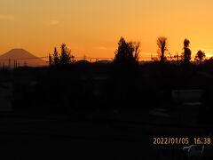 1月5日の日没風景と夕焼け富士