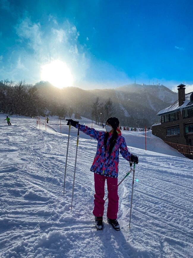雪を見に年末の北海道へ　その５　初スキーの愛方と愛娘
