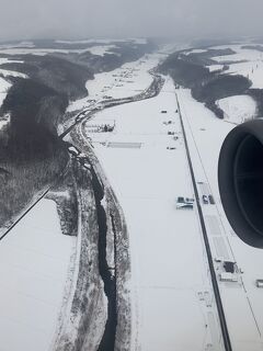 出張のついでに、 AIR DO で2か月ぶりに羽田から旭川へ空の旅。12月中旬の "旭川" は、うっすらと雪に覆われていました！