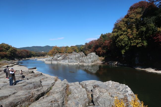 紅葉シーズンに入り天気も良かったので上長瀞に宿泊して、観光と食べ歩きを楽しみながら秩父三社（三峯神社・宝登山神社・秩父神社）を巡ってきました<br />１日目は渋沢栄一命名の宿『養浩亭』に宿泊。<br />（前の旅行記はこちら → https://4travel.jp/travelogue/11733175）<br /><br />２日目は宿をチェックアウト後、渓谷沿いの遊歩道から岩畳・長瀞駅を通って約4年ぶりに宝登山神社を参拝。前回は行かなかった重文の旧新井家住宅も見学してから御花畑駅に移動し秩父神社を参拝してきました。<br /><br />今回のミッションは３つ。<br />■渋沢栄一命名の旅館『養浩亭』に宿泊<br />■秩父三社参り（三峯神社・秩父神社・宝登山神社）<br />■毎度の地元グルメ