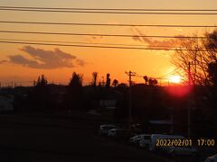 2月1日のふじみ野市から見られる日没風景と夕焼け富士