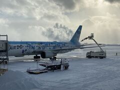 出張のついでに⑲・完　 旭川空港で除氷中。"AIR DO の ROKON JET"で羽田へ帰還！