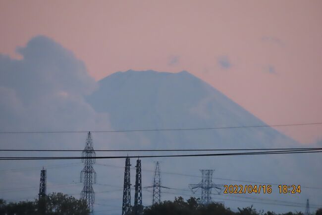 4月16日、午後6時24分頃より、ふじみ野市から夕焼け富士が見られました。　久し振りでした。<br /><br /><br /><br /><br />*写真は久し振りに見られた夕焼け富士