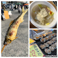 八戸の朝市　港で焼き魚を食べてきました